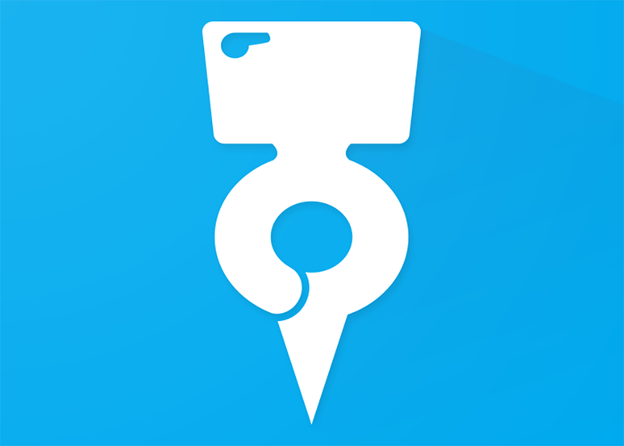 The G-Pee-S logo, a location pin combined with a toilet.