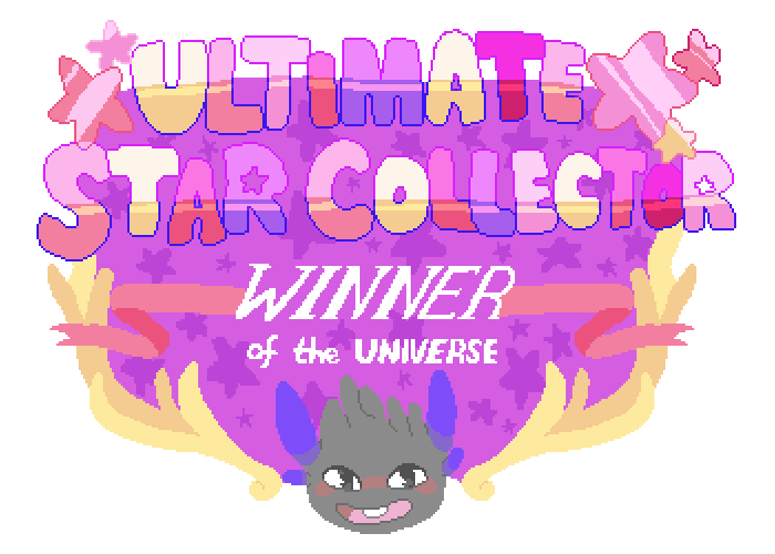 A pixel art logo for the game featuring a cute character.